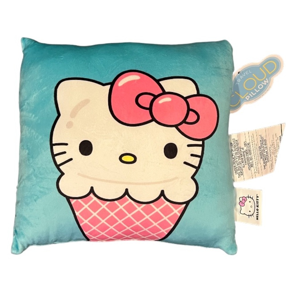 Sanrio Hello Kitty Teal Pink Cream Decorative Pillow